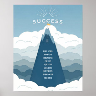 Poster Motivação da Montanha de Sucesso Minimalista