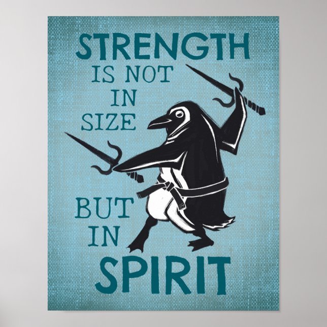Poster Motivação de Badass Karate Penguin (Frente)