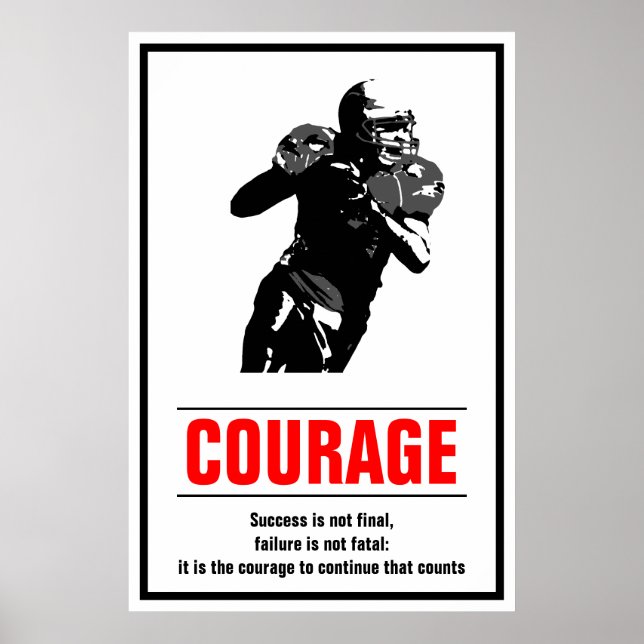 Poster Motivação de futebol para o sucesso da coragem (Frente)