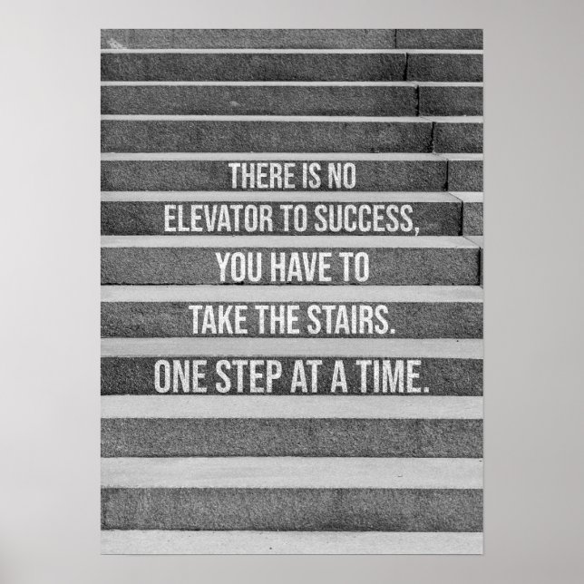 Poster Motivação De Hustle - Sem Elevador Para Sucesso (Frente)