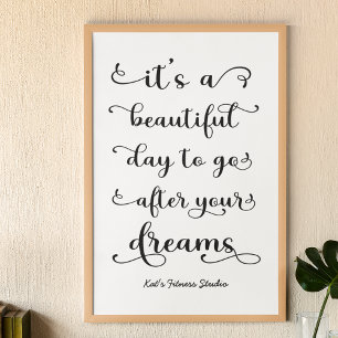 Poster Motivação Diária de Cotação de Êxito Branco Preto
