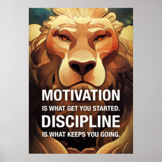 Poster Motivação Disciplina Lion Cotações Motivacionais