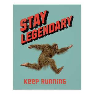 Póster Motivação Divertida de Bigfoot Correndo