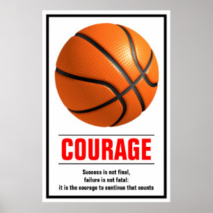 Poster Motivação do Basquete de Coragem para Sucesso