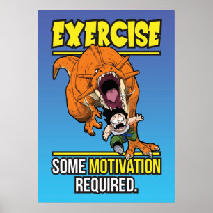 Poster Motivação do Exercício T-Rex - Engraçada Anime