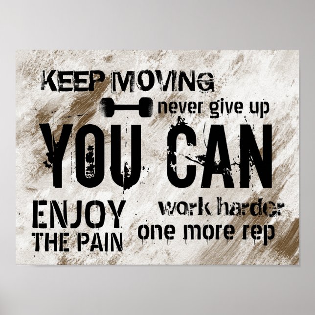 Poster Motivação do Gym Grunge do Treinador Pessoal da ma (Frente)