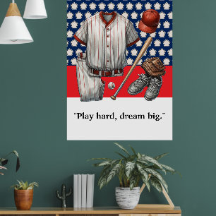 Poster Motivação do jogador de beisebol
