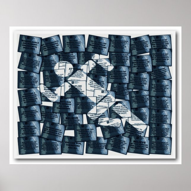 Póster Motivação Extreme em Execução Posterizada em Azul (Frente)