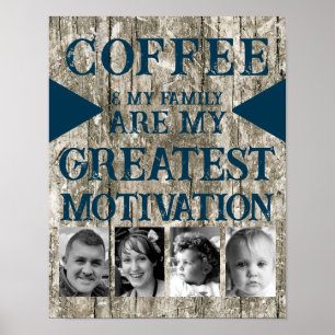 Poster Motivação família de café 4 cinza azul