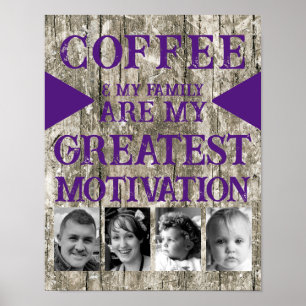Poster Motivação família de café 4 cinza roxa