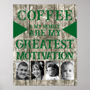 Poster Motivação família de café 4 cinza verde