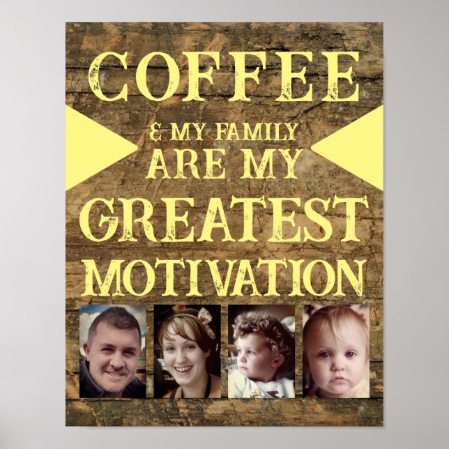 Poster Motivação família de café 4 foto amarela (Frente)