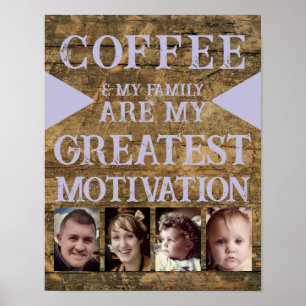 Poster Motivação família de café 4 foto marrom púrpura