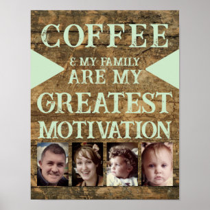 Poster Motivação família de café 4 foto verde-marrom