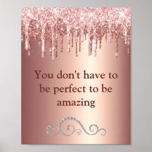 Poster Motivação Glitter Sparkle Dourada de Rosa Chic