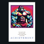 Poster Motivação Gorilla Bodybuilder<br><div class="desc">Imagem Motivacional Pop de Arte de Cartoon e Cotação</div>