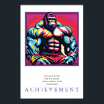 Poster Motivação Gorilla Bodybuilder<br><div class="desc">Imagem Motivacional Pop de Arte de Cartoon e Cotação</div>