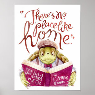 Póster Motivação L. Frank Baum Cotação Aquarela Tartaruga