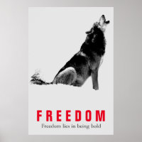 Motivação Liberdade Citação Wolf Pop Art Cinza Ver