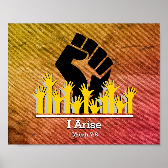 Poster Motivação Na moda Christian I ARISE Micah 7:8 (Frente)