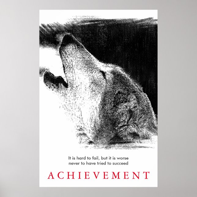 Poster Motivação Única do Lobo Branco Negro (Frente)