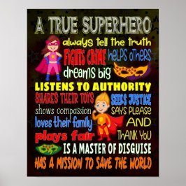 Poster Motivação Verdadeira Super-Herói Divertida - Poste