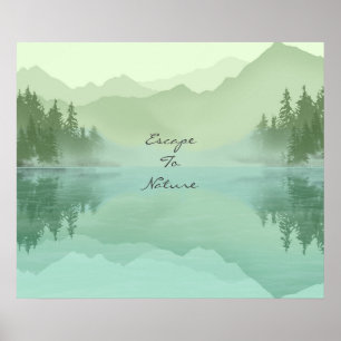 Poster Motivação Verde de Árvores Láteas Reflexões d