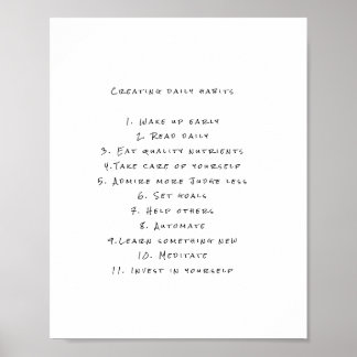 Poster motivacional com lembretes diárias úteis.