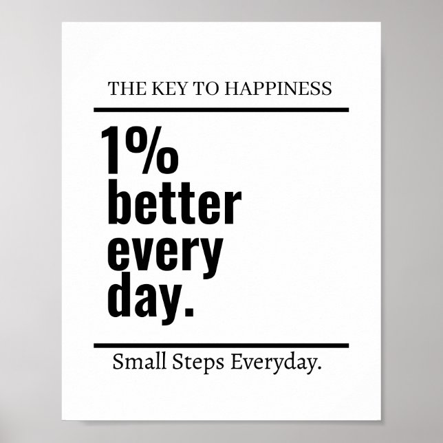 Poster Motivacional personalizada moderna do dia a dia 1% (Frente)
