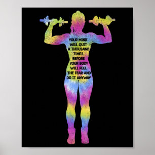Poster Motivando Mulher Malhação Montando Gym Tie Dye