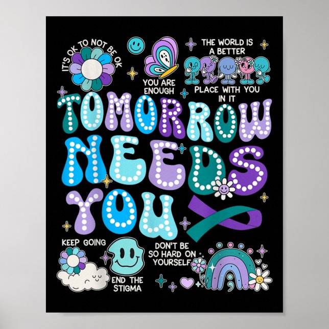 Poster Motivation Ribbon Suicide Prevention Awarenes Wome (Frente)
