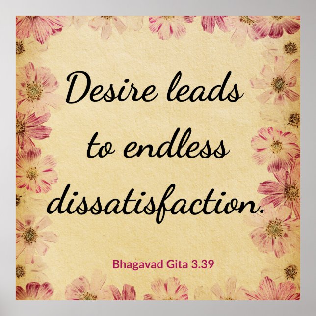 Poster Motivational Beige Gita Desire Dissatisfaction (Frente)