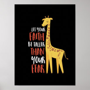 Poster Motivational Giraffe Faith Mais Alto Que Medo