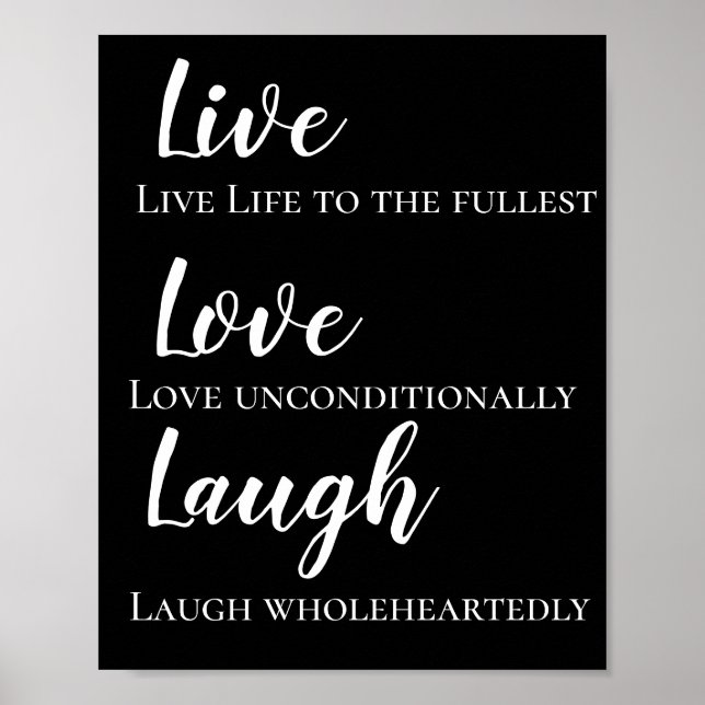 Poster Motivational Live Love Laugh (Frente)
