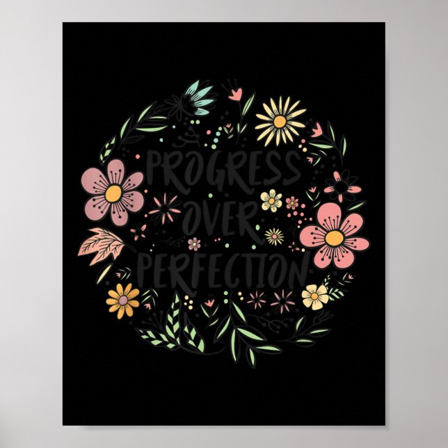 Poster Motivational Progress Over Perfection Back To Scho (Frente)