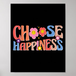 Poster Motivational Quote Retro Groovy Escolha Felicidade