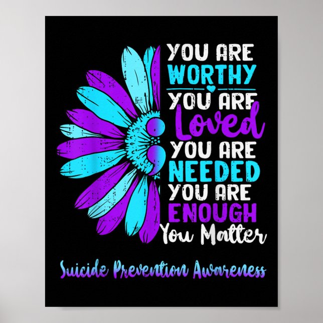 Poster Motivational Suicide Prevention Awareness Teal Pur (Frente)