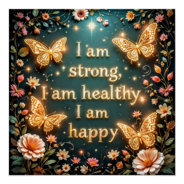 Póster Motivational text with butterflies #1 (Frente)