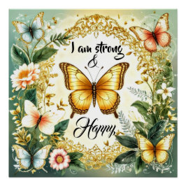 Póster Motivational text with butterflies #3