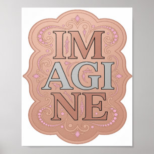 Poster Motivo Artístico Cinzento IMAGINE que Atrai a Aten