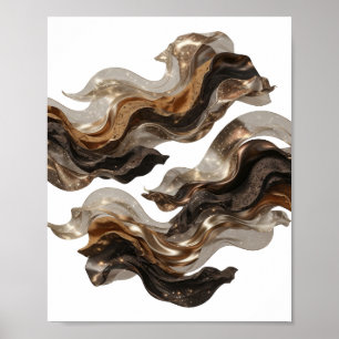 Poster Motivo Artístico de ARTE ABSTRATA Dourado Esbelto