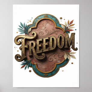Poster Motivo Artístico Dynamic Gold LIBERDADE