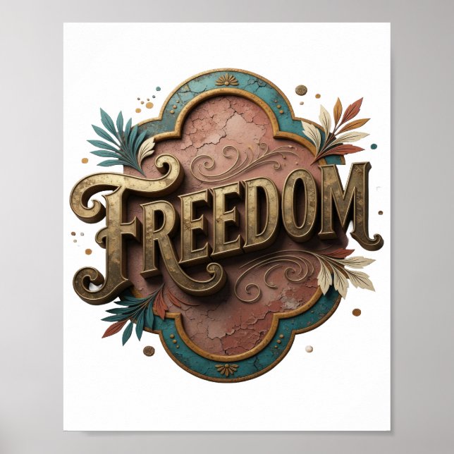 Poster Motivo Artístico Dynamic Gold LIBERDADE (Frente)