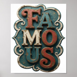 Poster Motivo Artístico FAMOSO em Ouro Fresco