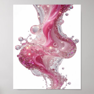 Poster Motivo Artístico GLAMOUROSO PRATEADO com Líquido E