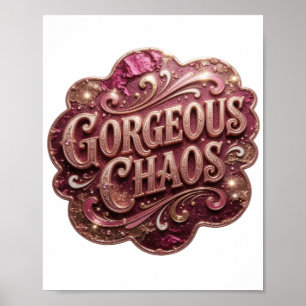 Poster Motivo Artístico GORGEOUS CHAOS Ouro Moderno