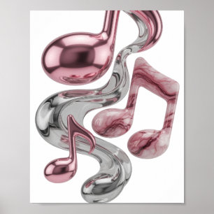 Poster Motivo Artístico Ícone Prata MÚSICA EM MOVIMENTO