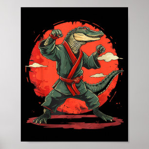 Poster Motivo de Crocodilo de Caratê Taekwondo Jiu-Jitsu 