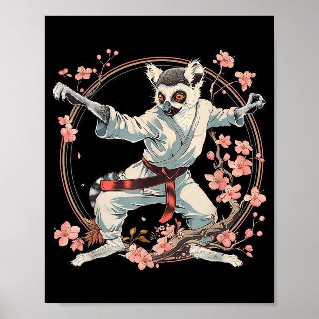 Poster Motivo de lêmure de caratê Taekwondo Jiu-Jitsu MMA (Frente)