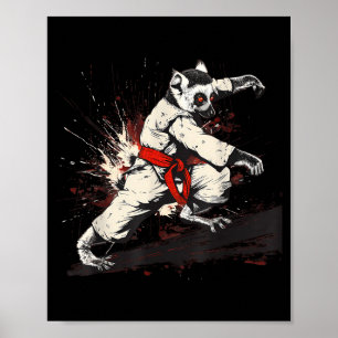 Poster Motivo de lêmure de caratê Taekwondo Jiu-Jitsu MMA
